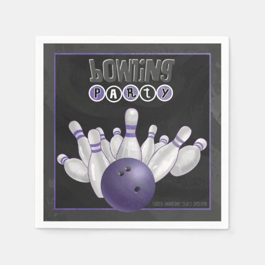 Cooles Lila Bowling Party Paper Napkins Serviette (Vorderseite)