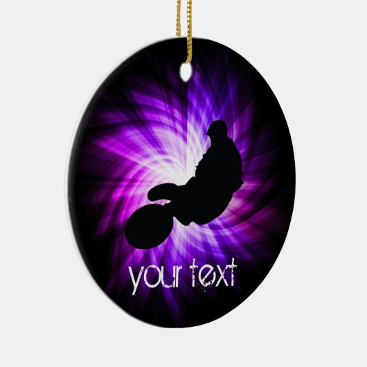 Cooles Lila Dirt Bike Keramik Ornament (Rechts)