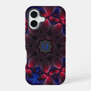 Cooles Lila Fraktal Art Monogram iPhone 16 Hülle