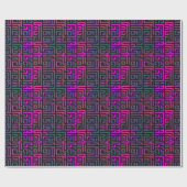 Cooles Lila Green Grid Maze Line Muster Geschenkpapier (Flach)