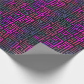 Cooles Lila Green Grid Maze Line Muster Geschenkpapier (Ecke)