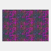 Cooles Lila Green Grid Maze Line Muster Geschenkpapier Set (Vorderseite 2)