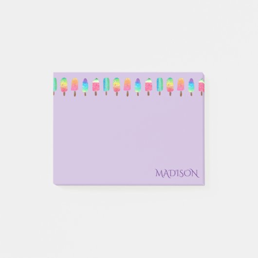 Cooles lila Popsicle-Muster zurück zu Schule Post-it Klebezettel (Vorderseite)