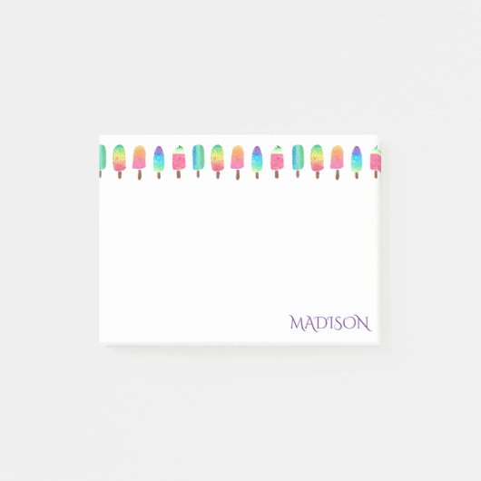 Cooles lila rosa Popsicle-Muster zurück zu Schule Post-it Klebezettel (Vorderseite)