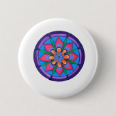 Cooles lila Rosa und grünes Mandala Button (Vorderseite)
