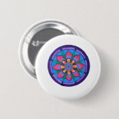 Cooles lila Rosa und grünes Mandala Button (Vorne & Hinten)