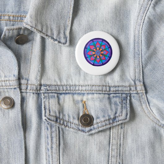 Cooles lila Rosa und grünes Mandala Button (Beispiel)