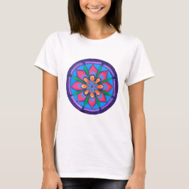 Cooles lila Rosa und grünes Mandala T-Shirt