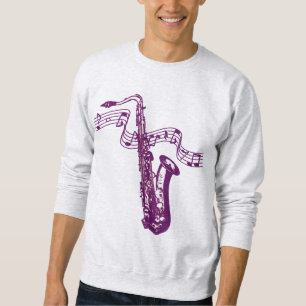 Cooles Lila Saxophon und Noten - Shirt