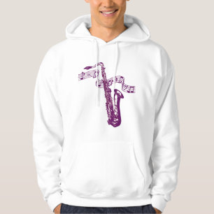 Cooles lila Saxophon und Noten -Shirt Hoodie