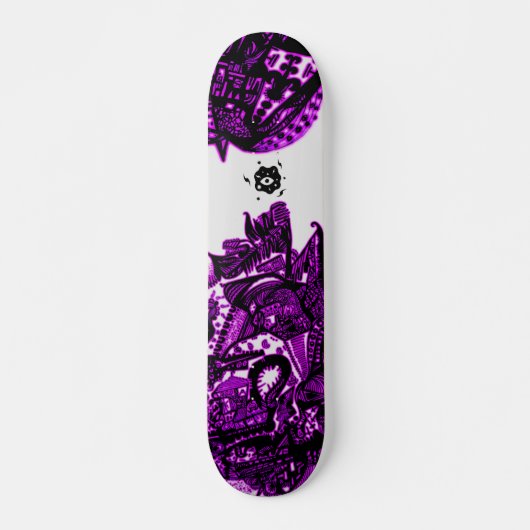 Cooles Lila Schwarz Abstrakt Skateboard (Vorne)