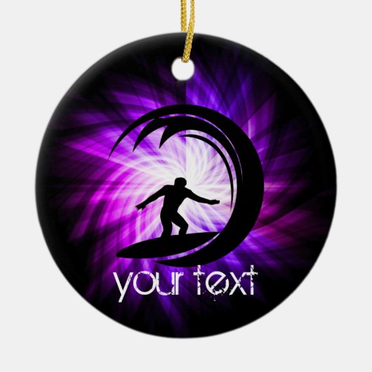 Cooles Lila Surfen Keramik Ornament (Vorne)