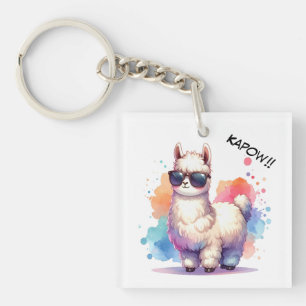 Cooles Llama mit Sonnenbrille  Schlüsselanhänger