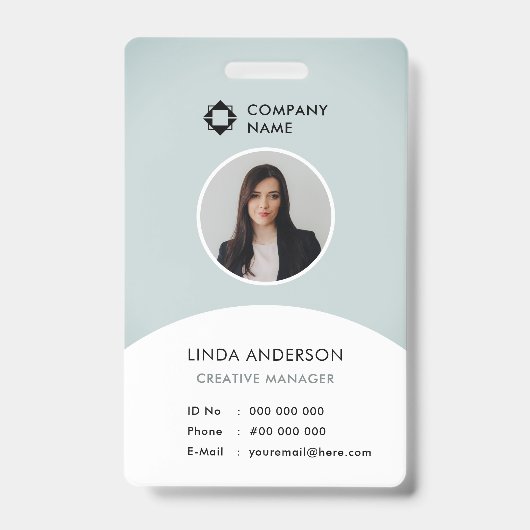 Cooles Logo von Blue White Employee Foto ID Compan Ausweis (Vorderseite)