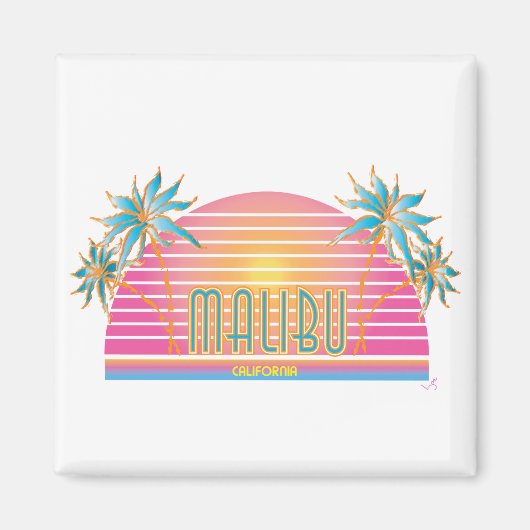 Cooles Logo von Malibu-CA-Sun Palm Trees Magnet (Vorne)