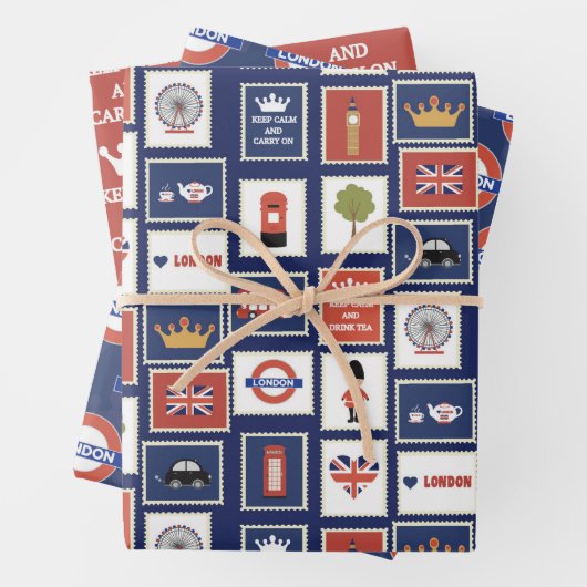 cooles Londoner Mustersystem Party Geschenkpapier Set (Beispiel)