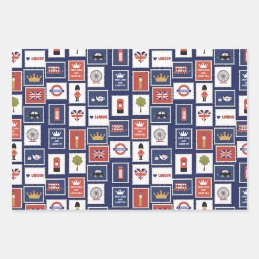 cooles Londoner Mustersystem Party Geschenkpapier Set (Vorderseite)