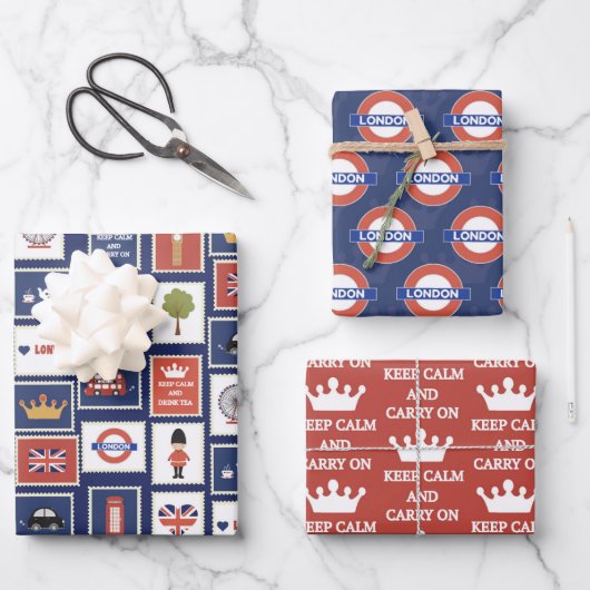 cooles Londoner Mustersystem Party Geschenkpapier Set (Vorderseite)