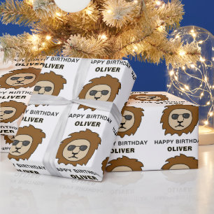 Cooles Löwenkopf-Muster Tier Geburtstag Geschenkpapier