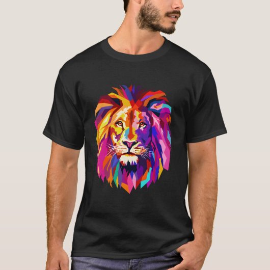 Cooles Löwenkopfdesign in hellen Farben T-Shirt (Vorderseite)