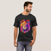 Cooles Löwenkopfdesign in hellen Farben T-Shirt (Vorne ganz)
