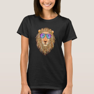 Cooles Löwenkopfgesichtstier mit Sonnenbrille Eyeg T-Shirt