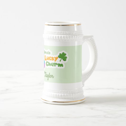 Cooles Lucky Horseshoe und Klee Bierglas (VorderseiteRechts)