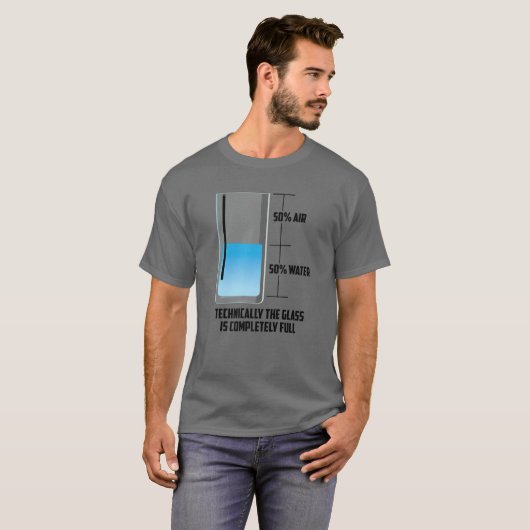 Cooles Luft-Wasser-Glas halb leer | Funny Men W T-Shirt (Vorne ganz)