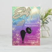 Cooles lustiges Katzenballon Feuerwerk Einladung (Stehend Vorderseite)