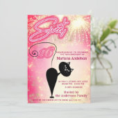 Cooles lustiges Katzenballon Feuerwerk Einladung (Stehend Vorderseite)