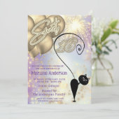 Cooles lustiges Katzenballon Feuerwerk Einladung (Stehend Vorderseite)