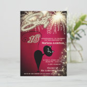 Cooles lustiges Katzenballon Feuerwerk Einladung (Stehend Vorderseite)