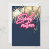 Cooles, lustiges, rosa Neongoldballon funkelndes F Einladung (Rückseite)