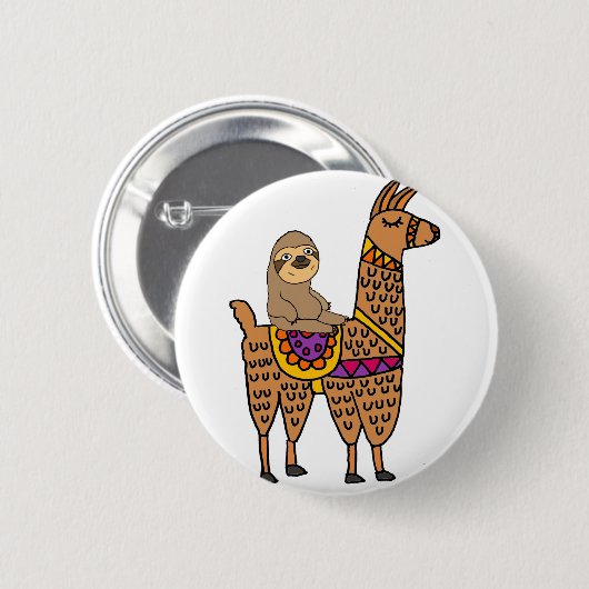 Cooles lustiges Sloth-Reitlama Button (Vorne & Hinten)