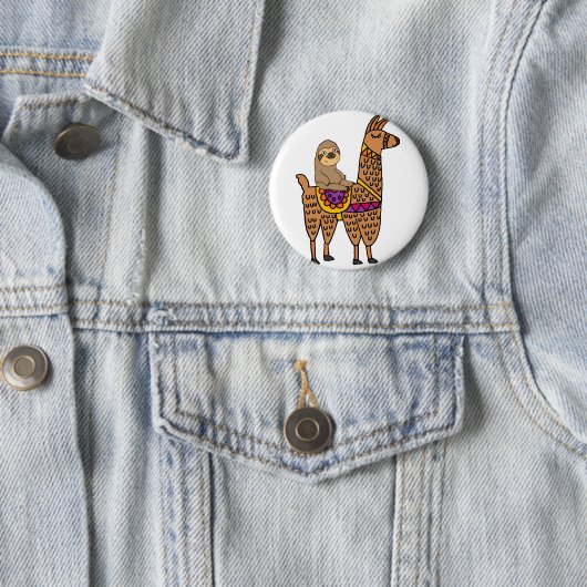 Cooles lustiges Sloth-Reitlama Button (Beispiel)