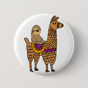 Cooles lustiges Sloth-Reitlama Button