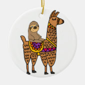 Cooles lustiges Sloth-Reitlama Keramik Ornament (Vorne)