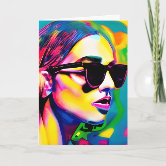 Cooles Mädchen in Sonnenbrille Abstrakte Kunst, Di Karte (Vorderseite)
