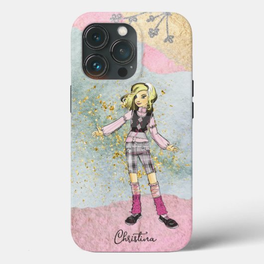 Cooles Mädchen mit Blonde-Haar-Goldname Case-Mate iPhone Hülle (Rückseite)