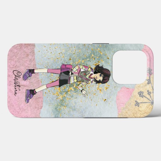Cooles Mädchen mit dunklem Haarboldnamen Case-Mate iPhone Hülle (Rückseite (Horizontal))