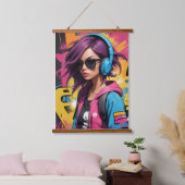 cooles Mädchen Wandteppich Mit Holzrahmen (Schlafzimmer)