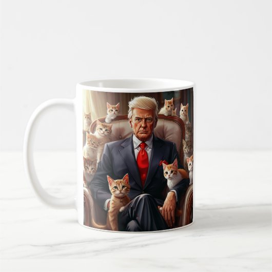 Cooles MAGA Cat TRUMP umgeben von KITTENS lustig Kaffeetasse (Links)