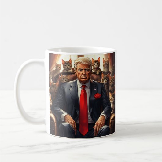 Cooles MAGA Cat TRUMP umgeben von KITTENS lustig Kaffeetasse (Links)