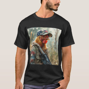 Cooles MAGA-Hühnchen mit Gun Camouflage Cap Rooste T-Shirt