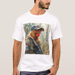Cooles MAGA-Hühnchen mit Gun Camouflage Cap Rooste T-Shirt