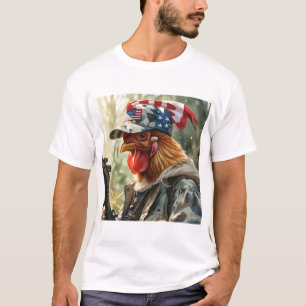 Cooles MAGA-Hühnchen mit Gun Camouflage Cap Rooste T-Shirt