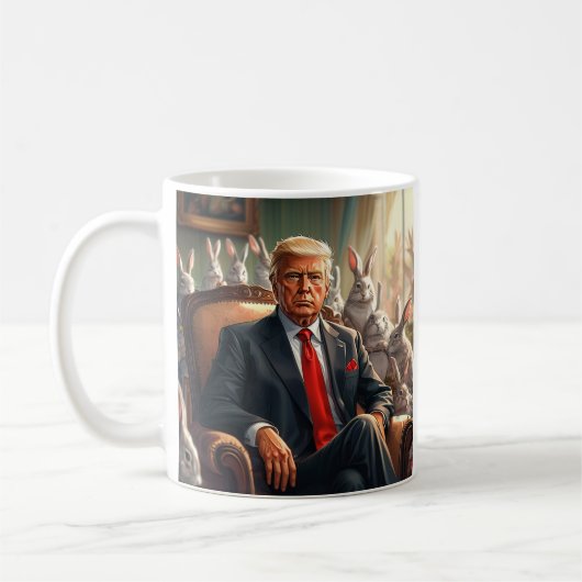 Cooles MAGA Kaninchen TRUMP umgeben von BUNNYS lus Kaffeetasse (Links)