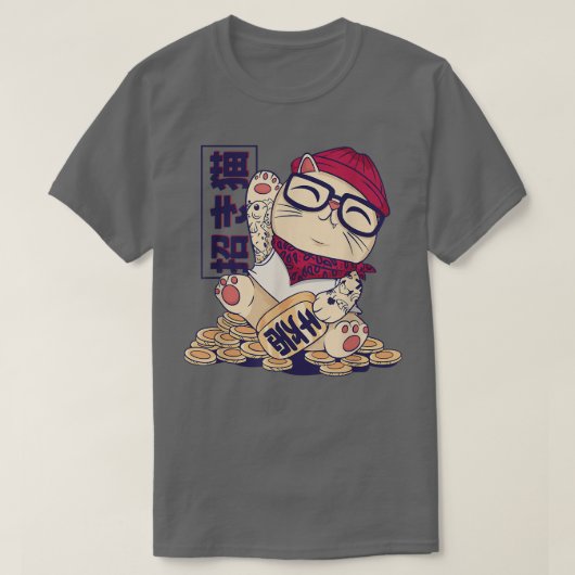 Cooles Maneki Neko T-Shirt (Design vorne)