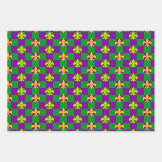 cooles Mardi Gras-Fliesenmuster Geschenkpapier Set (Vorderseite 3)