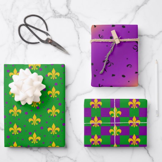 cooles Mardi Gras-Fliesenmuster  Geschenkpapier Set (Vorderseite)
